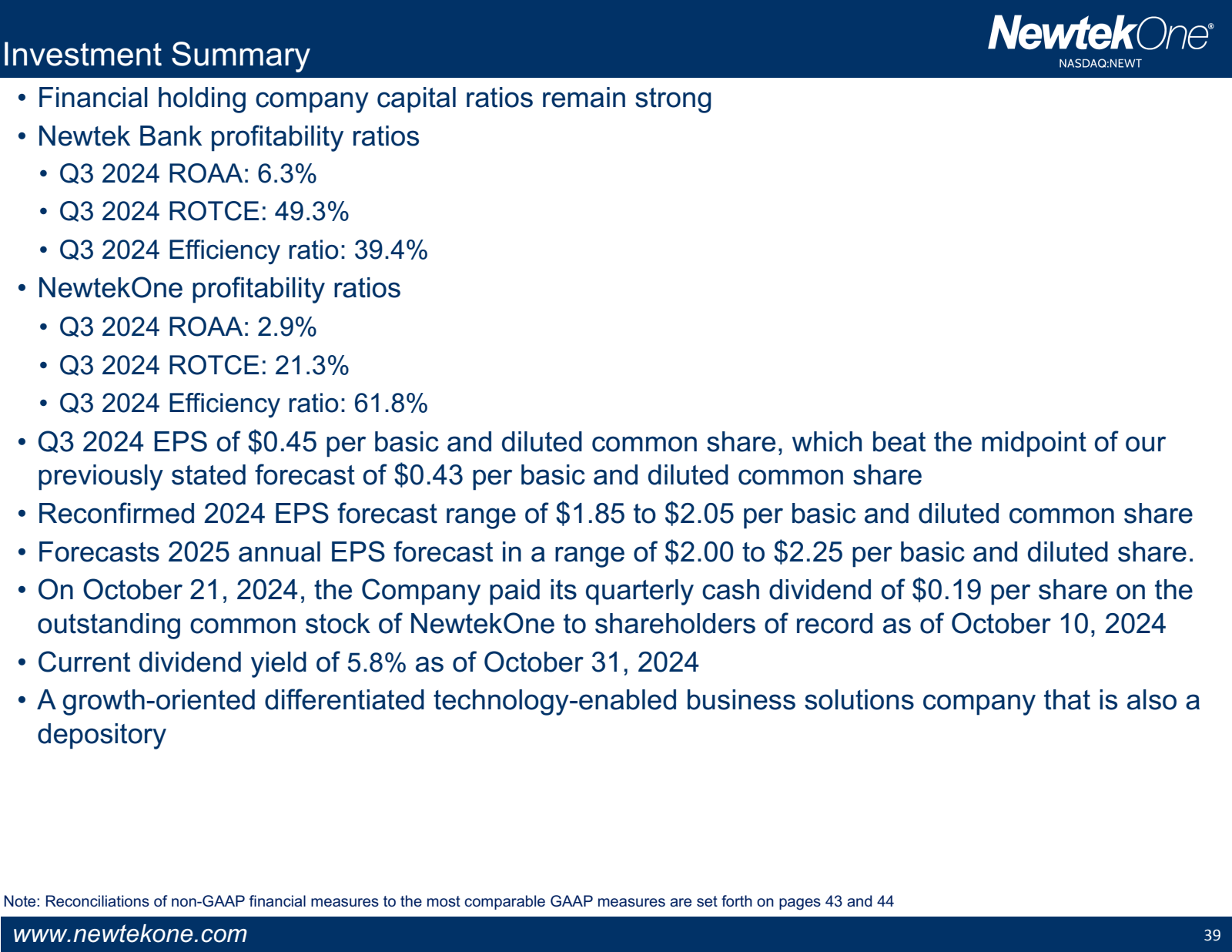 Investment Summary 
