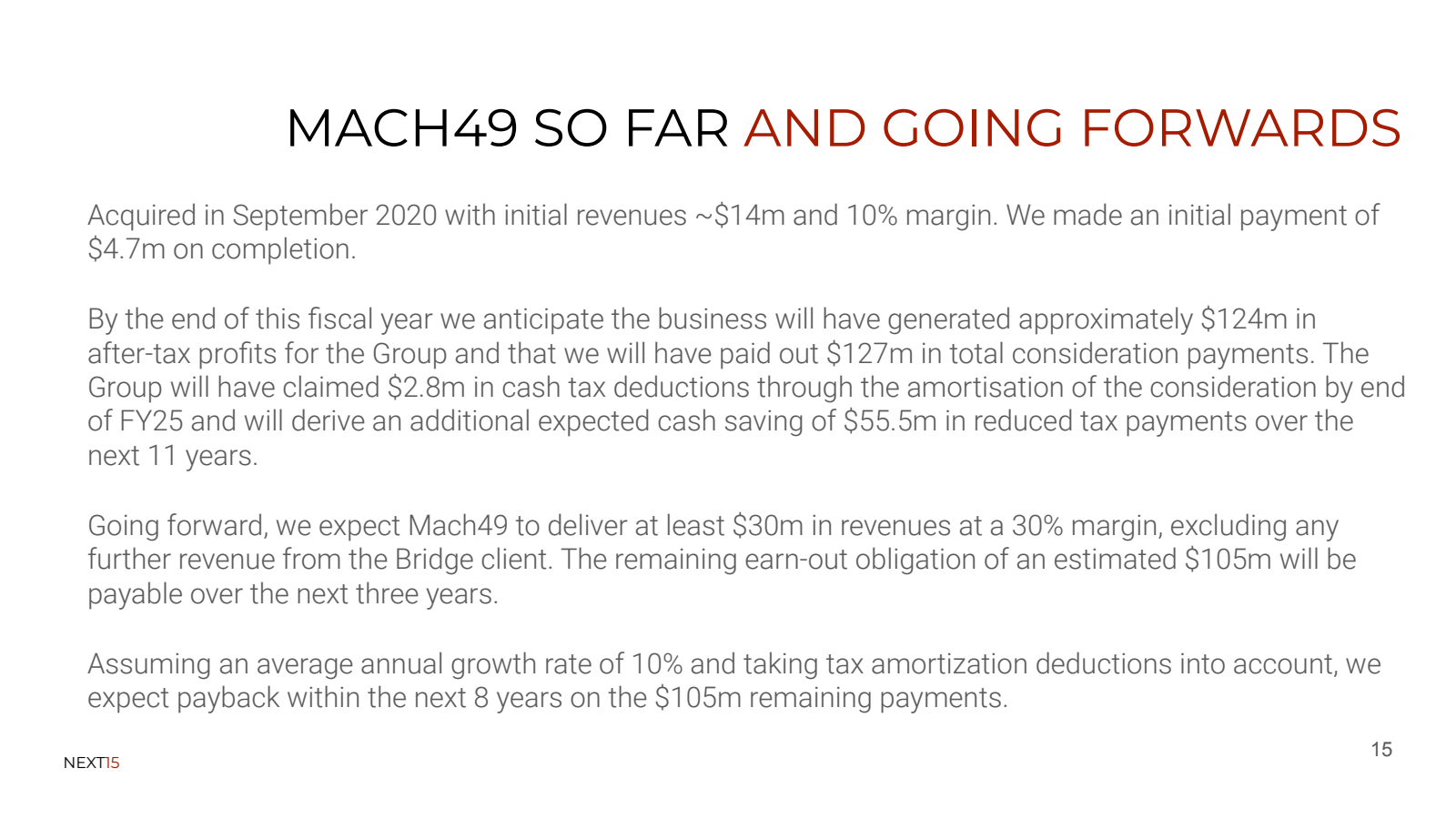 MACH49 SO FAR AND GO