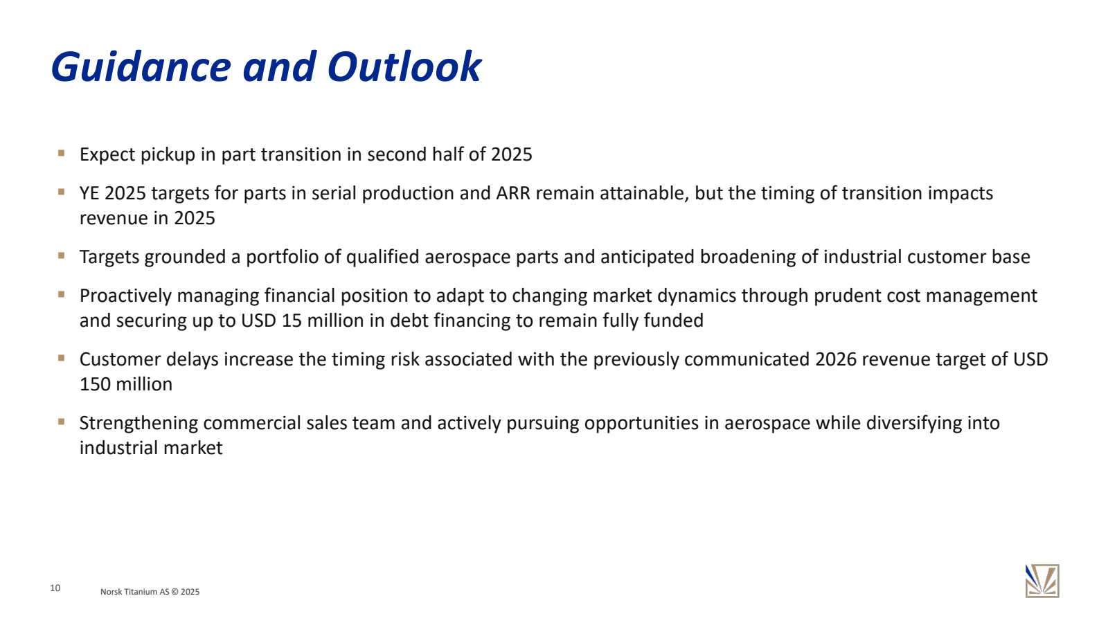 Guidance and Outlook