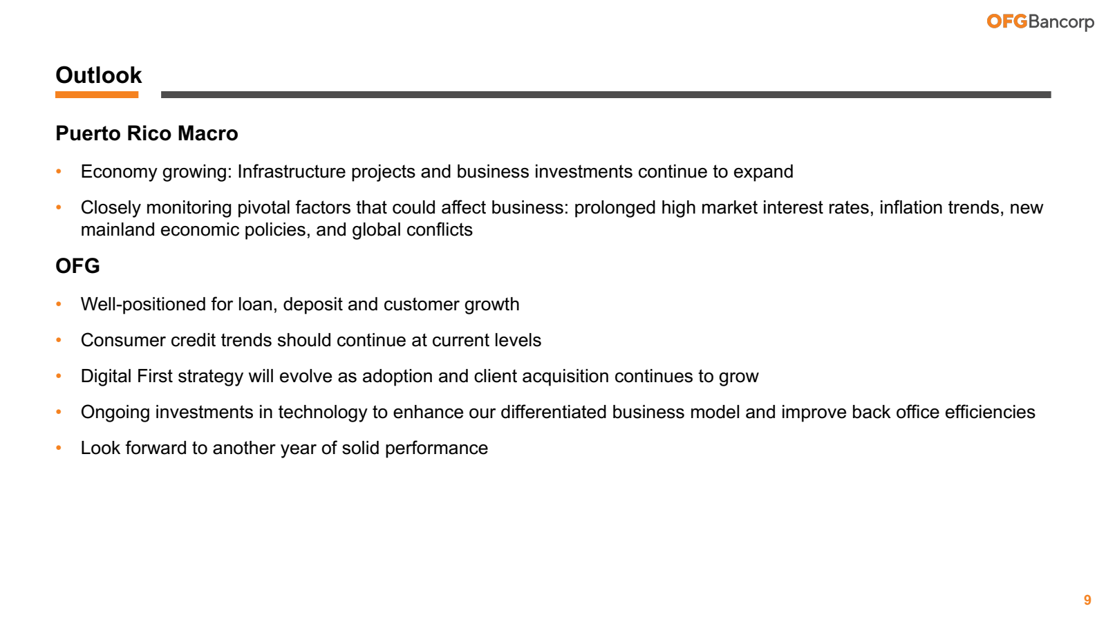 OFGBancorp 

Outlook