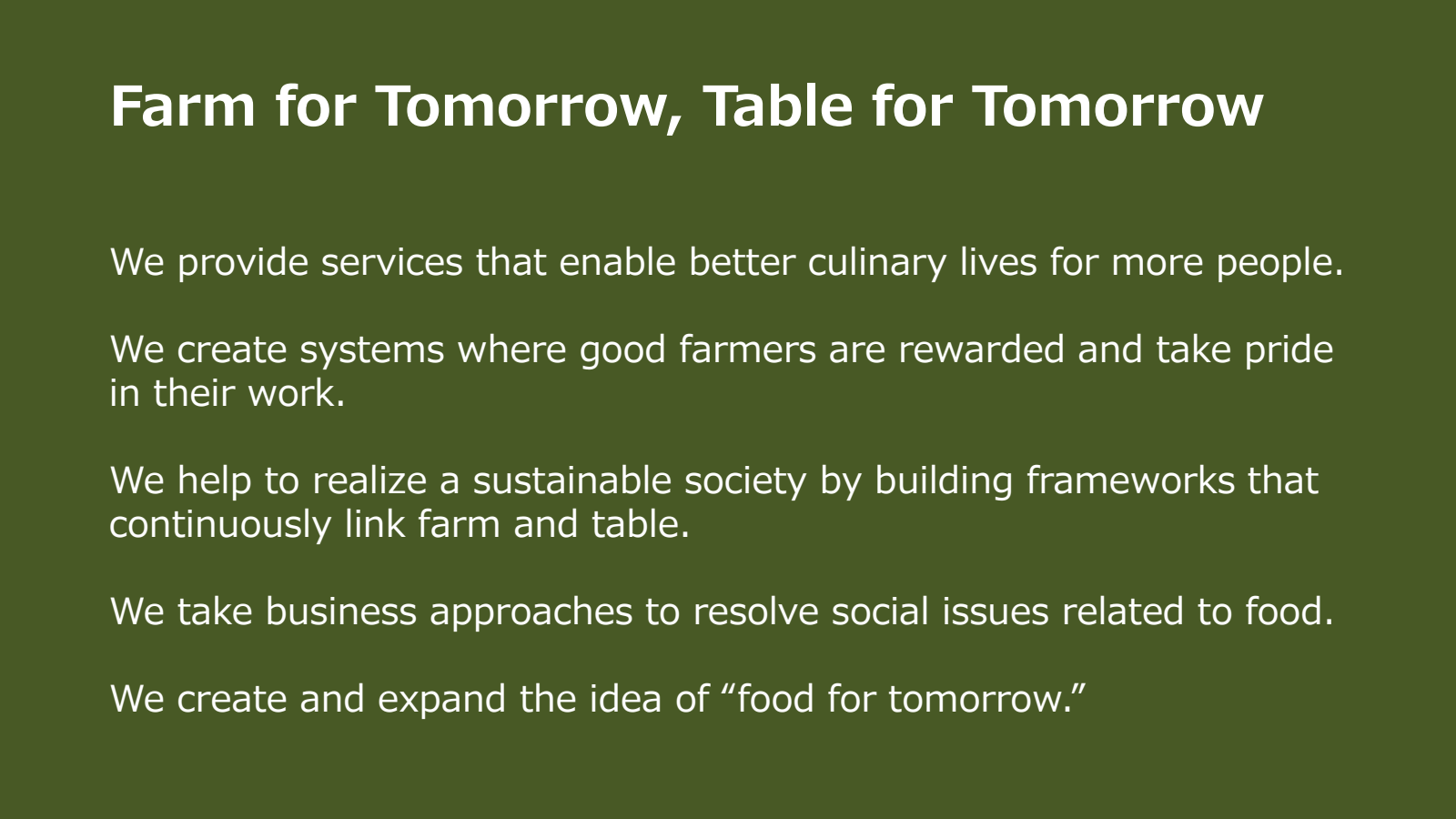 Farm for Tomorrow , 