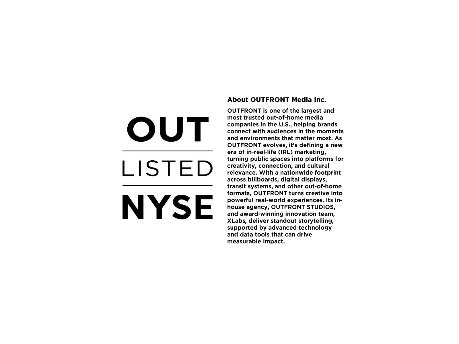 OUT

LISTED

NYSE

A