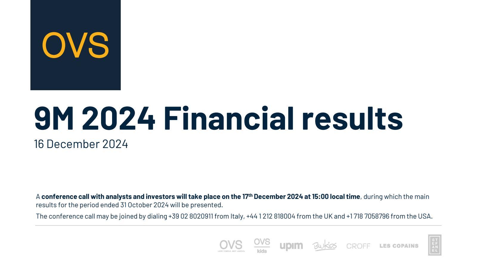 OVS 

9M 2024 Financ