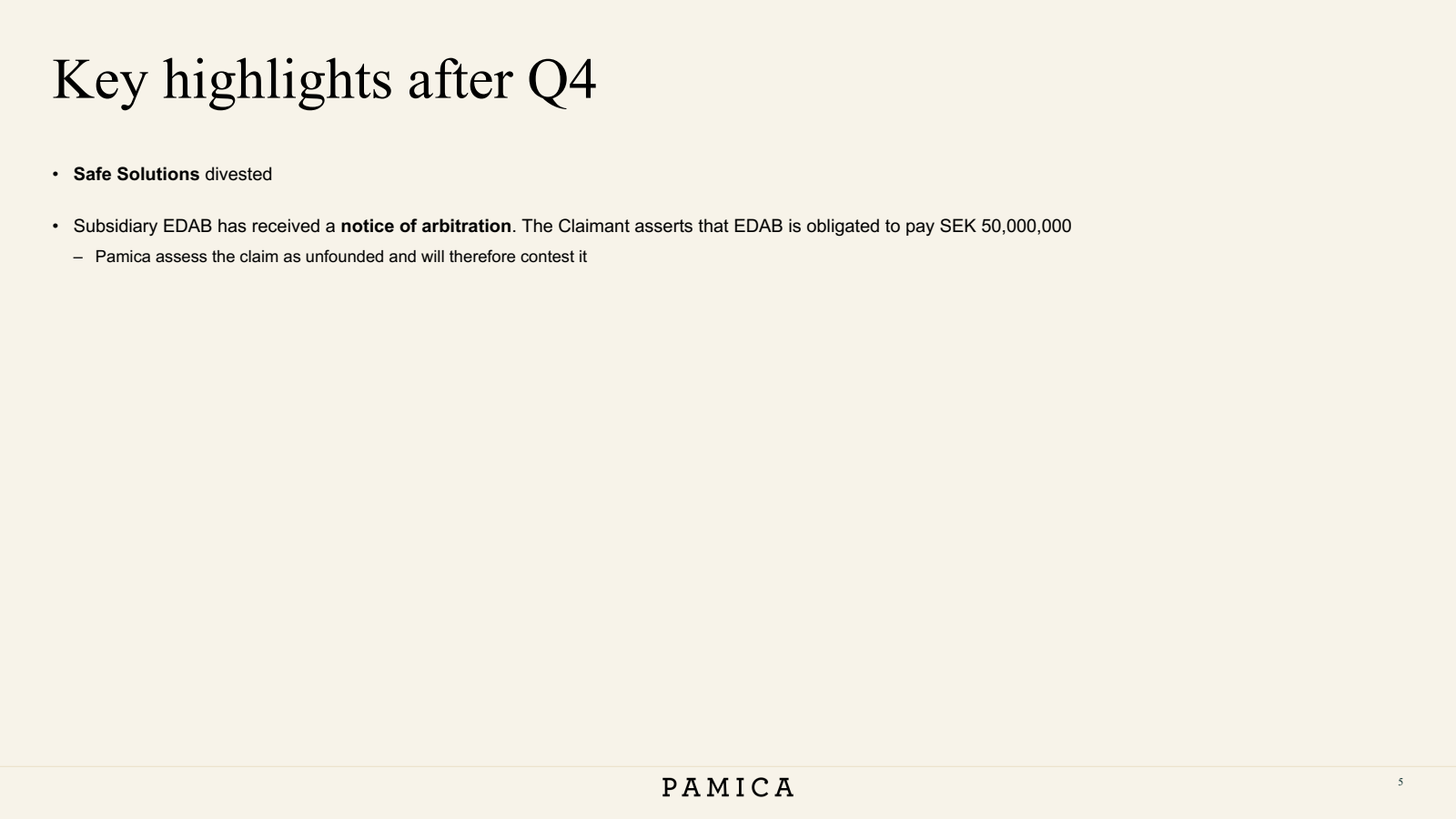 Key highlights after