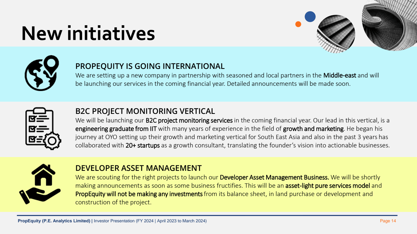 New initiatives 

回 