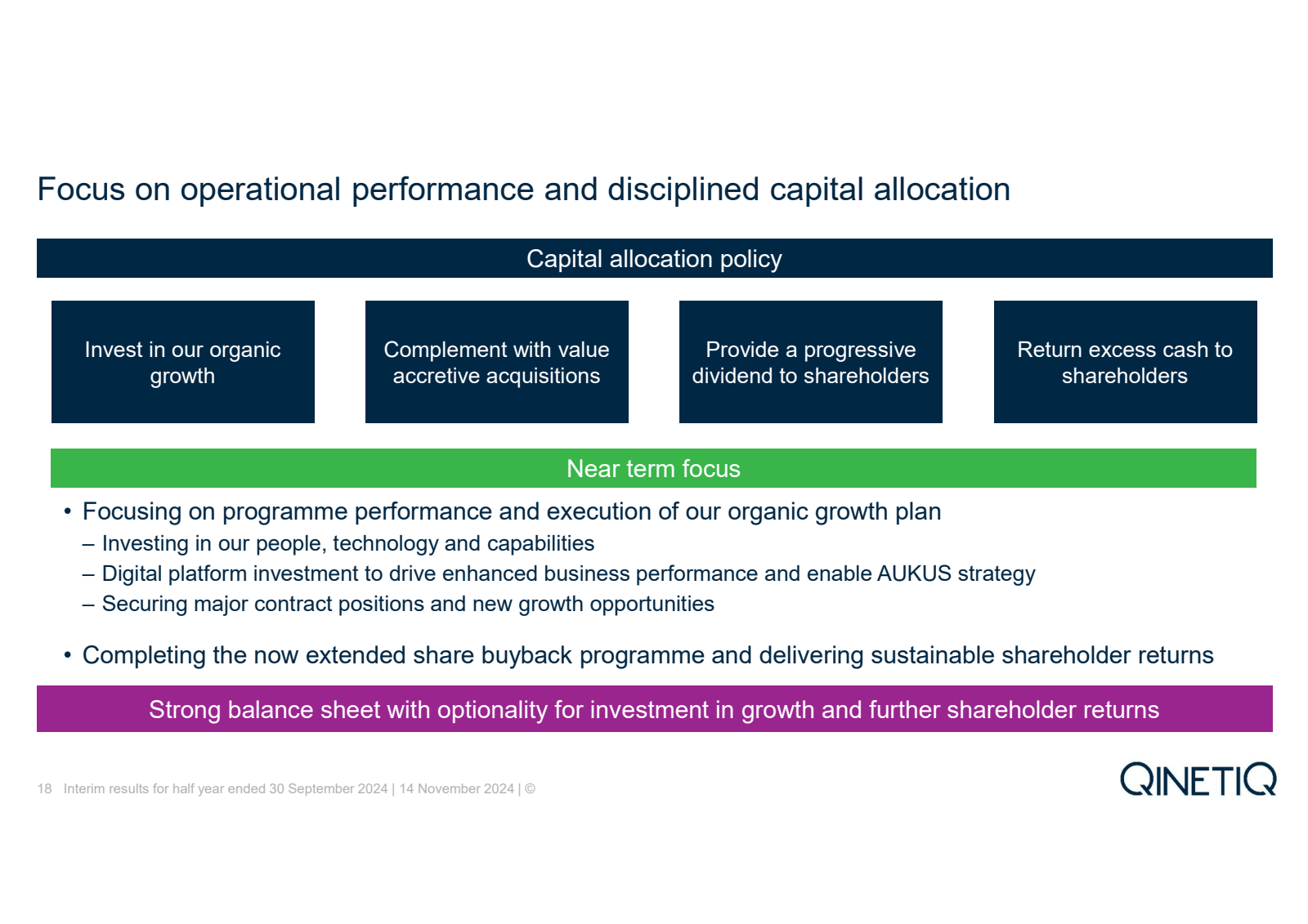 Focus on operational
