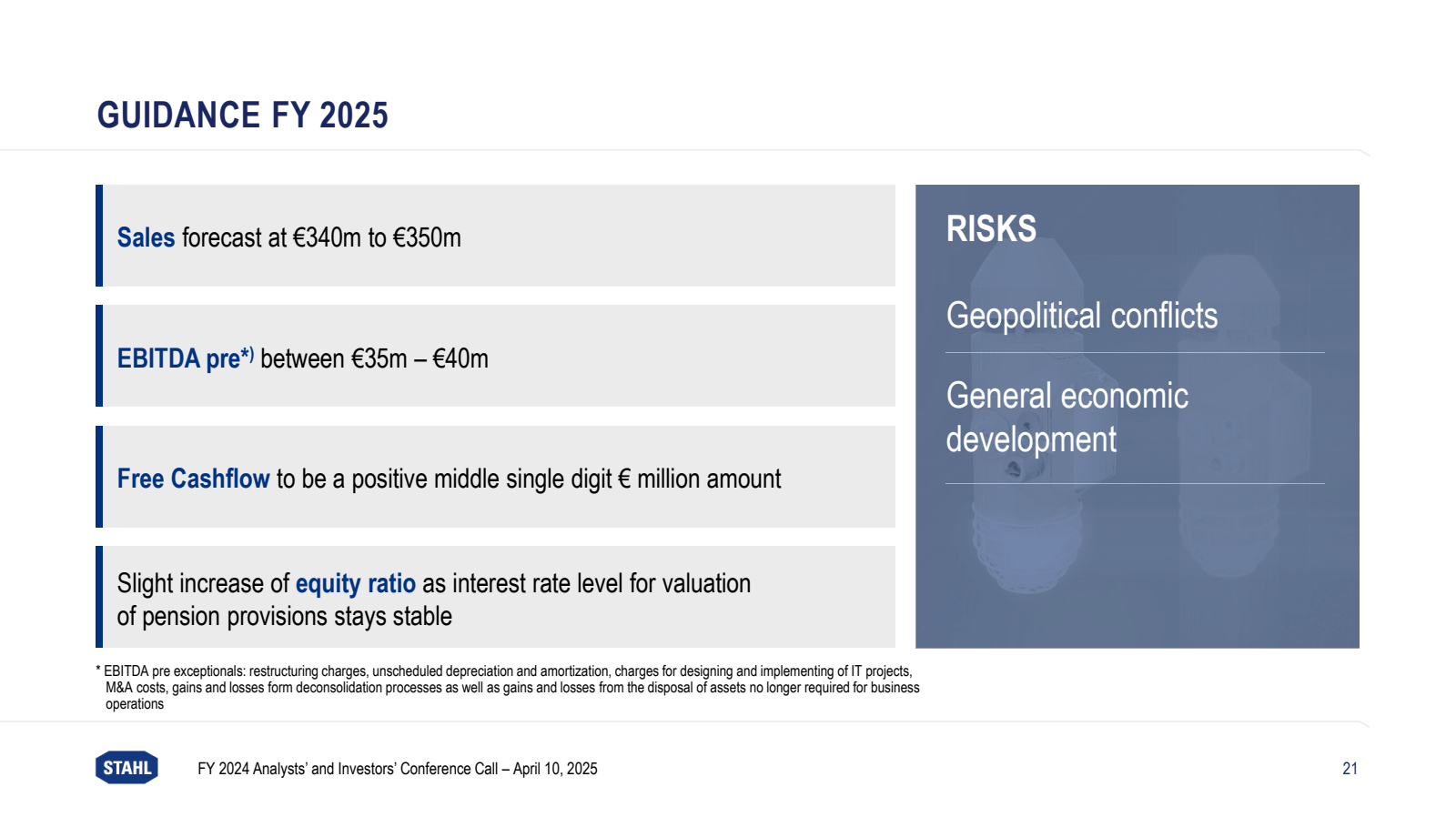 GUIDANCE FY 2025 

S