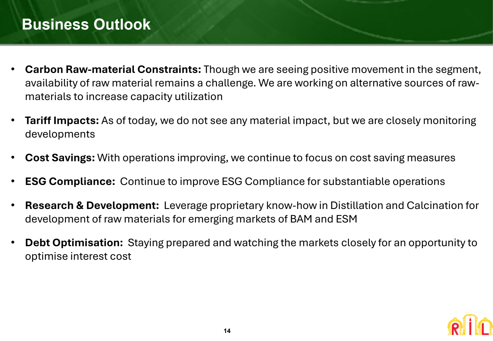 Business Outlook

•
