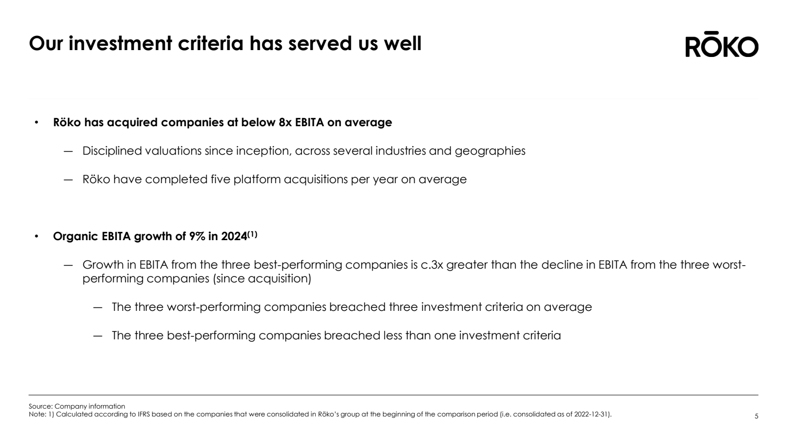 Our investment crite
