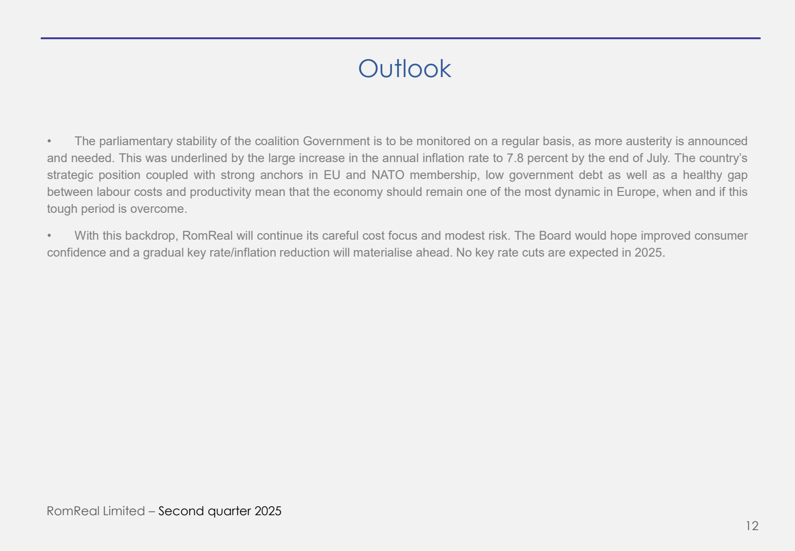 Outlook

•

The parl