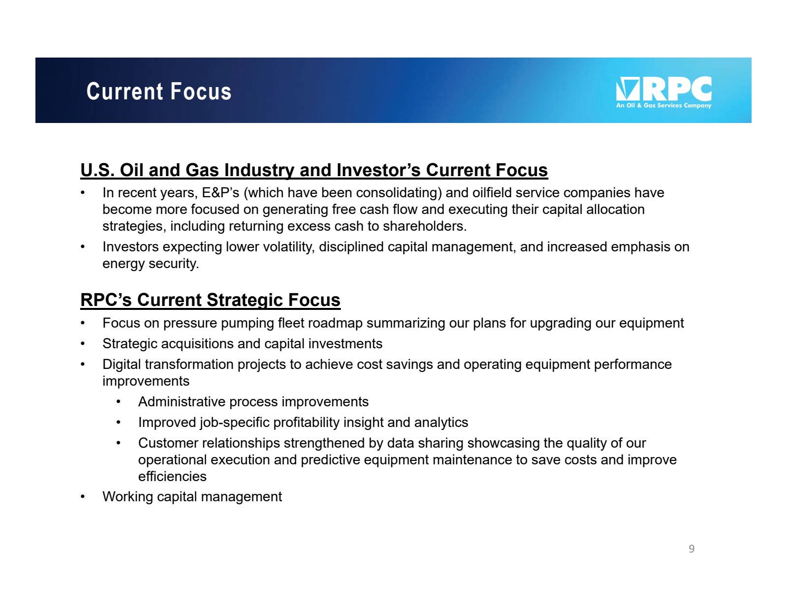 Current Focus 

VRPC