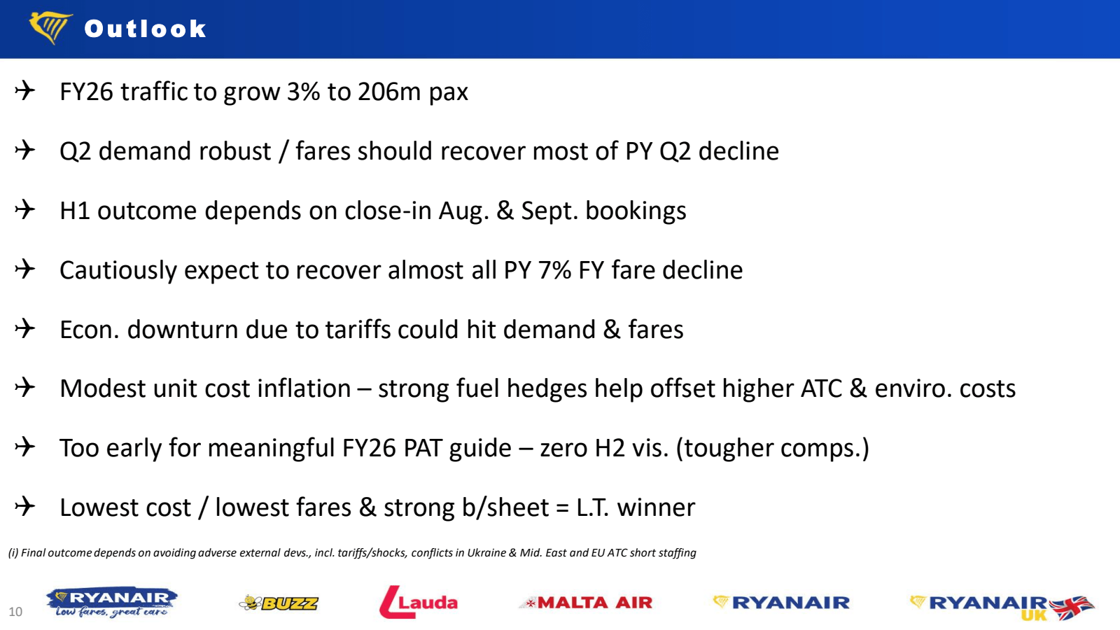 Outlook

✈ FY26 traf