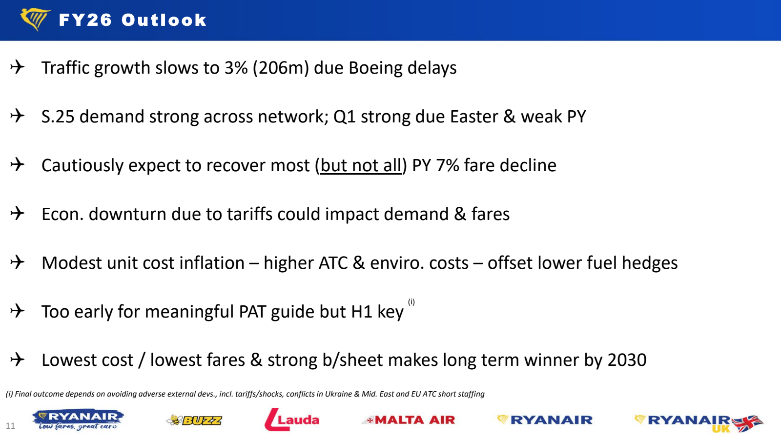 FY26 Outlook 

✈ Tra