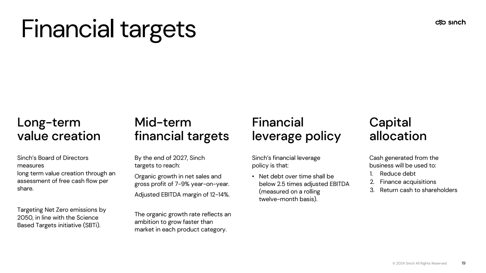 Financial targets 

