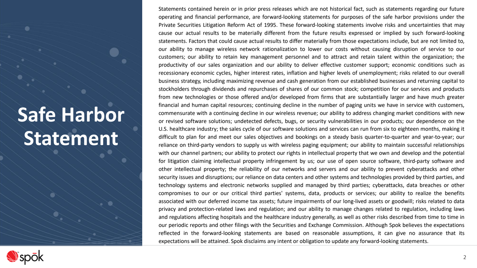 Safe Harbor Statemen
