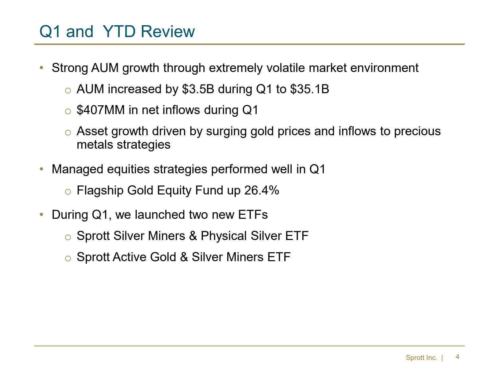 Q1 and YTD Review 

