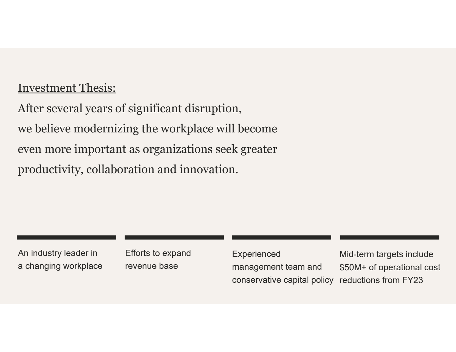 Investment Thesis :
