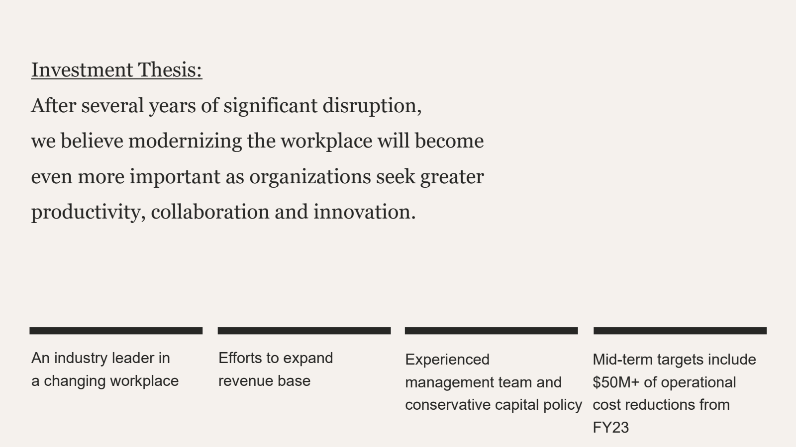 Investment Thesis : 