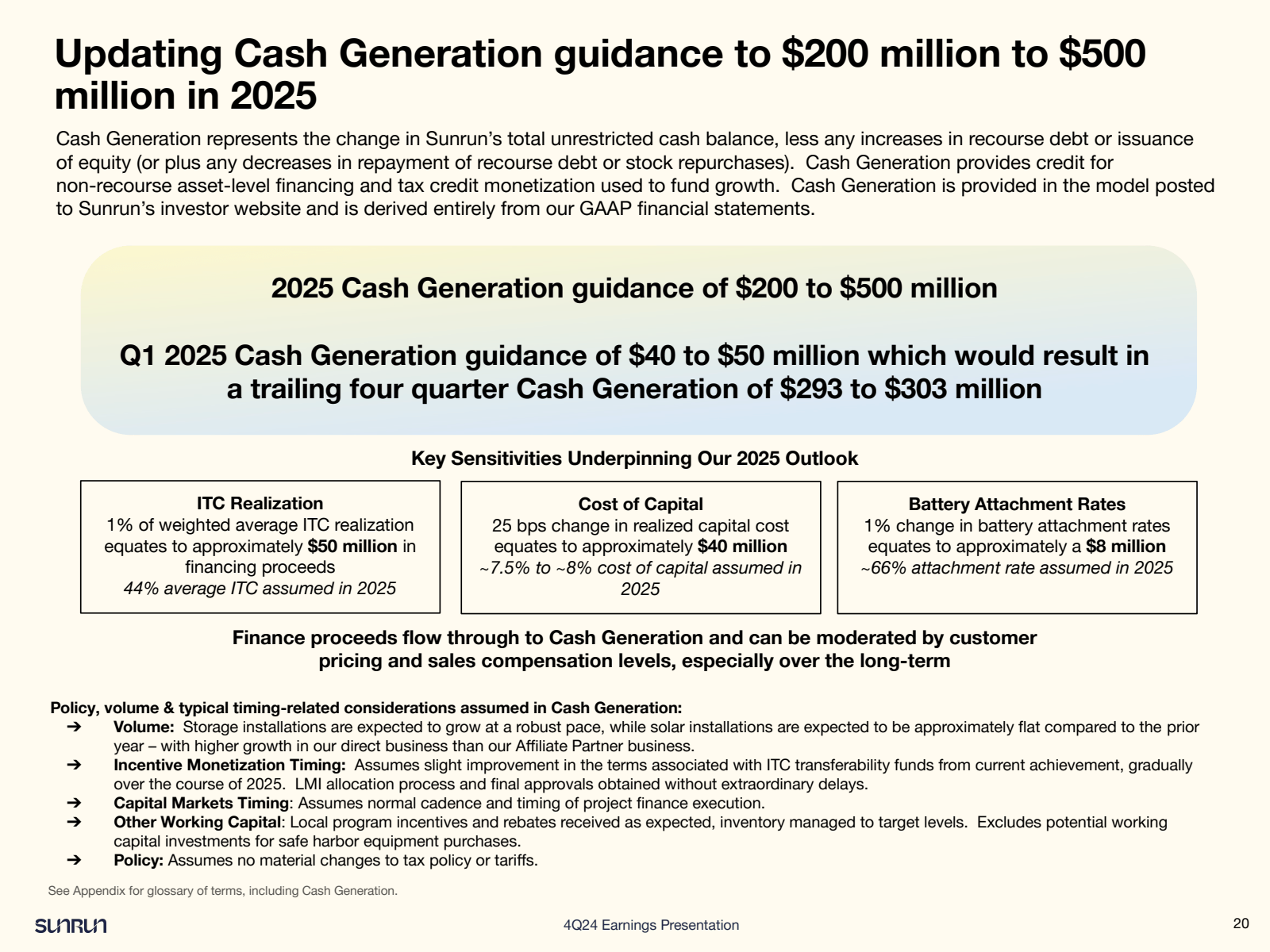 Updating Cash Genera