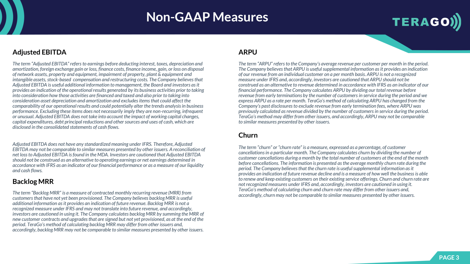 Non - GAAP Measures 