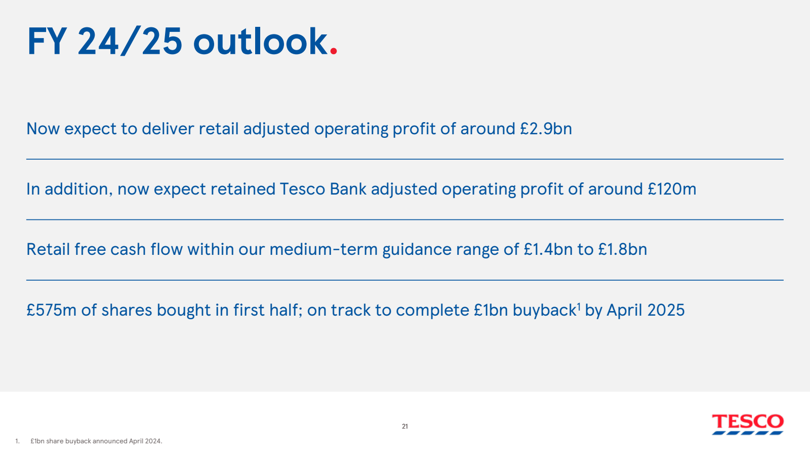 FY 24/25 outlook . 
