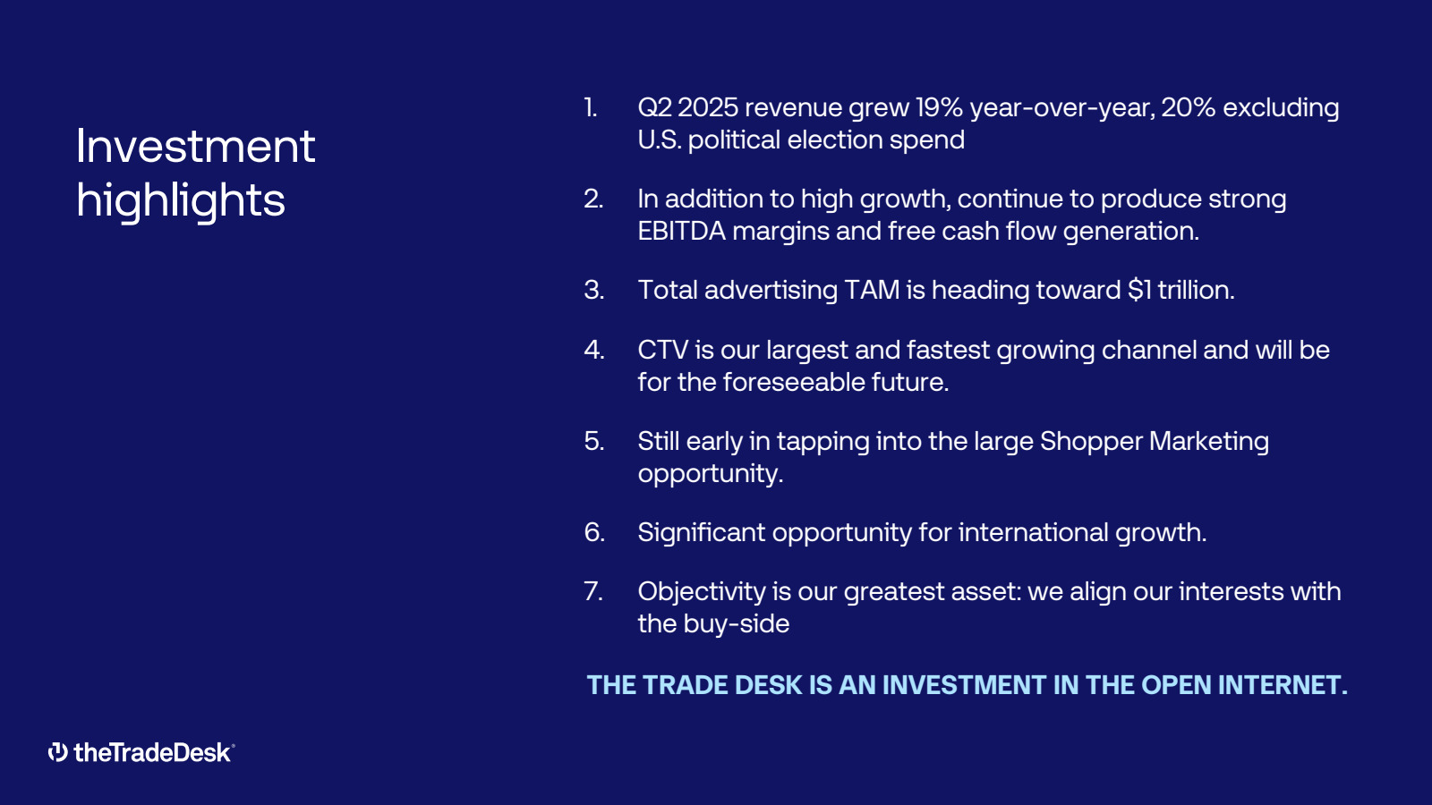 Investment highlight