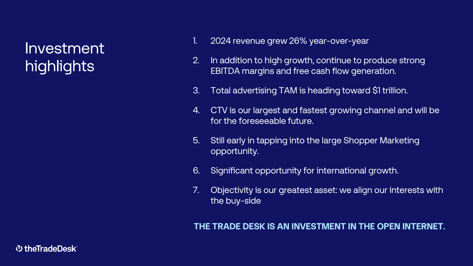 Investment highlight