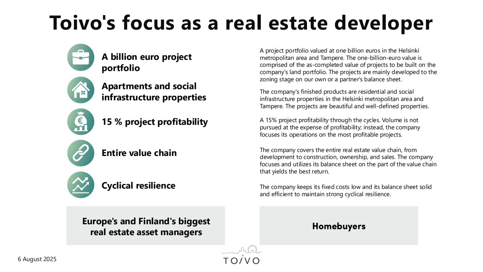 Toivo's focus as a r