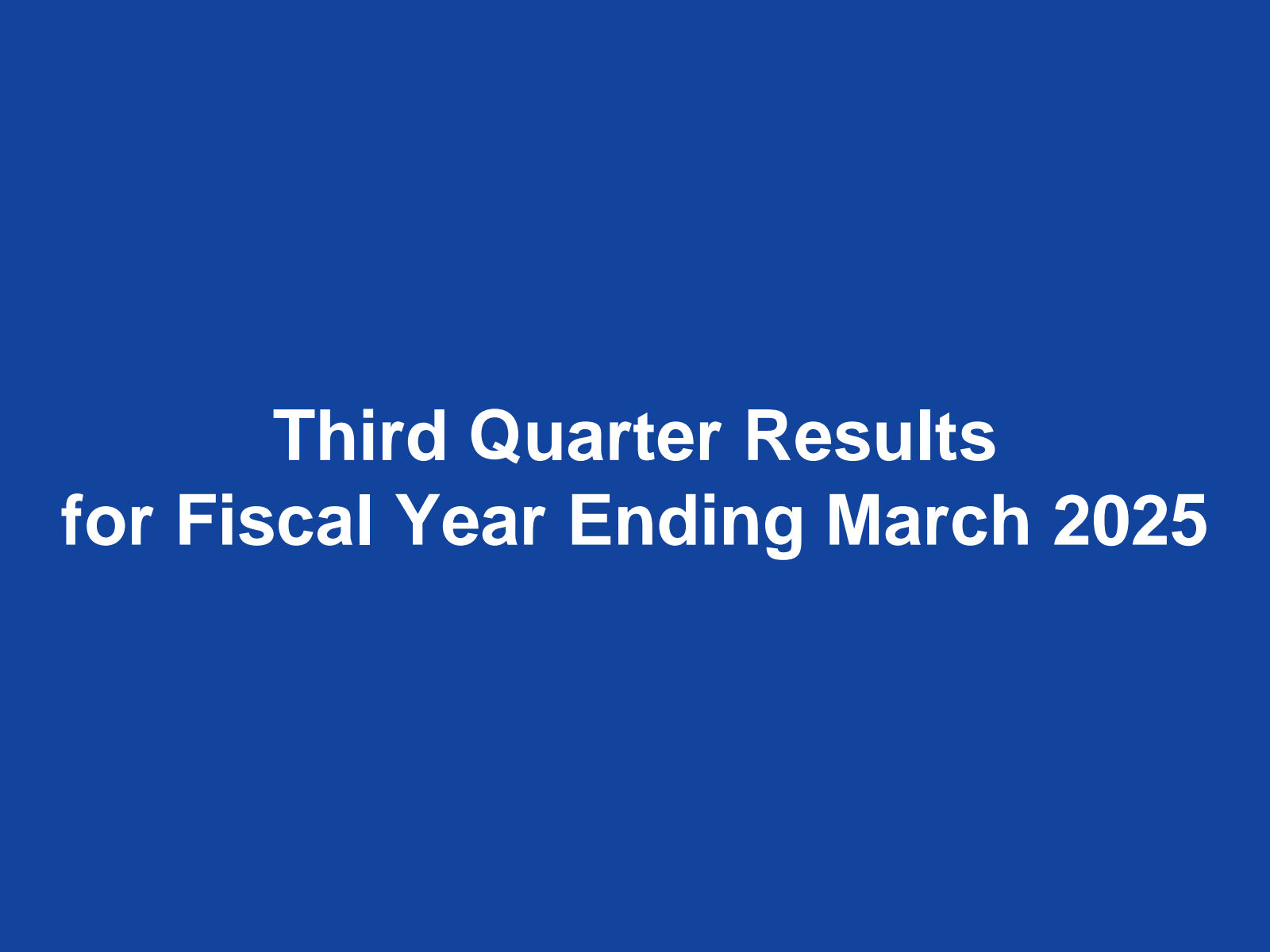 Third Quarter Result