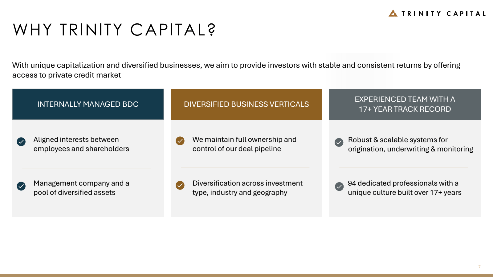 WHY TRINITY CAPITAL 