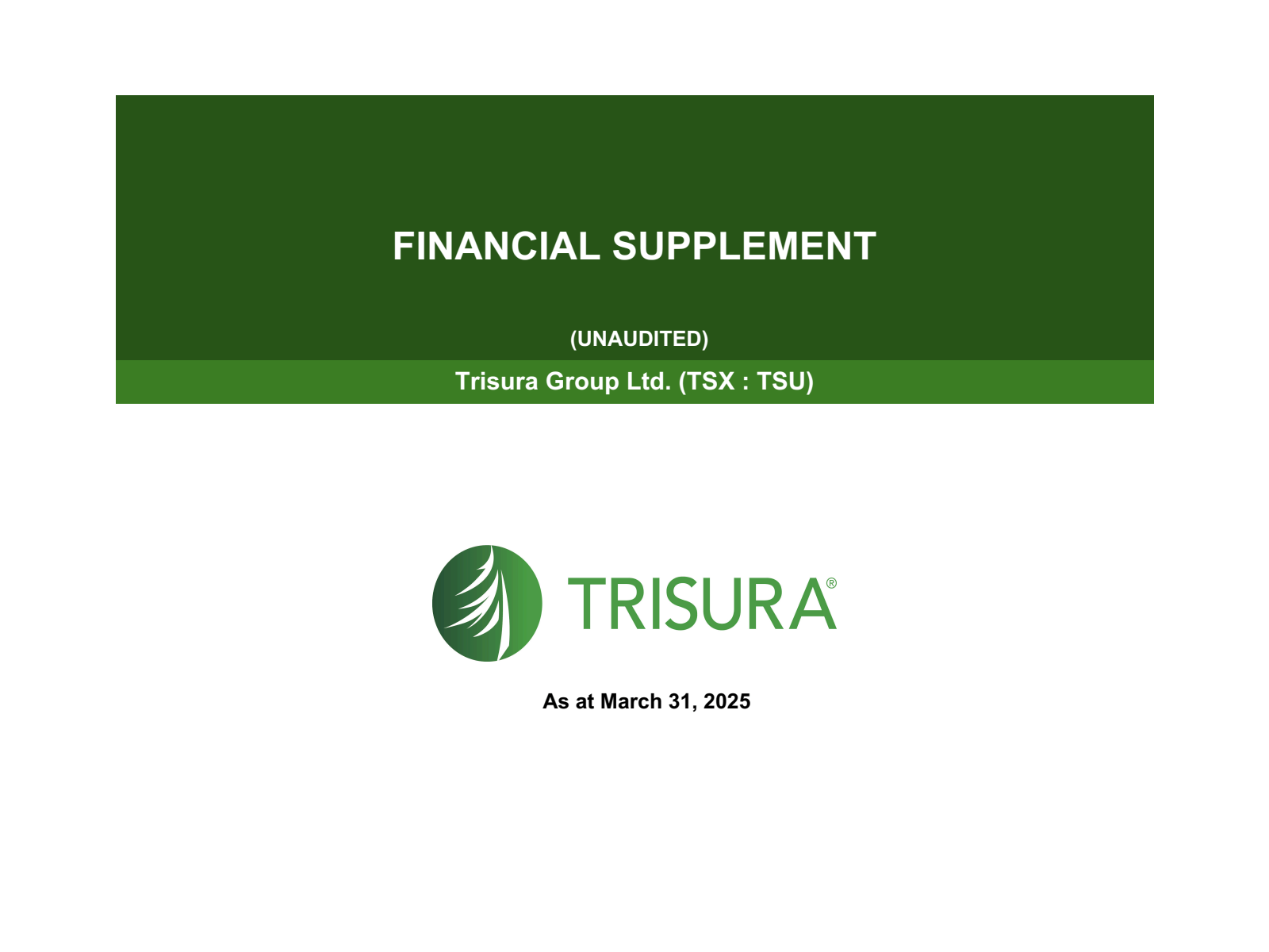 FINANCIAL SUPPLEMENT