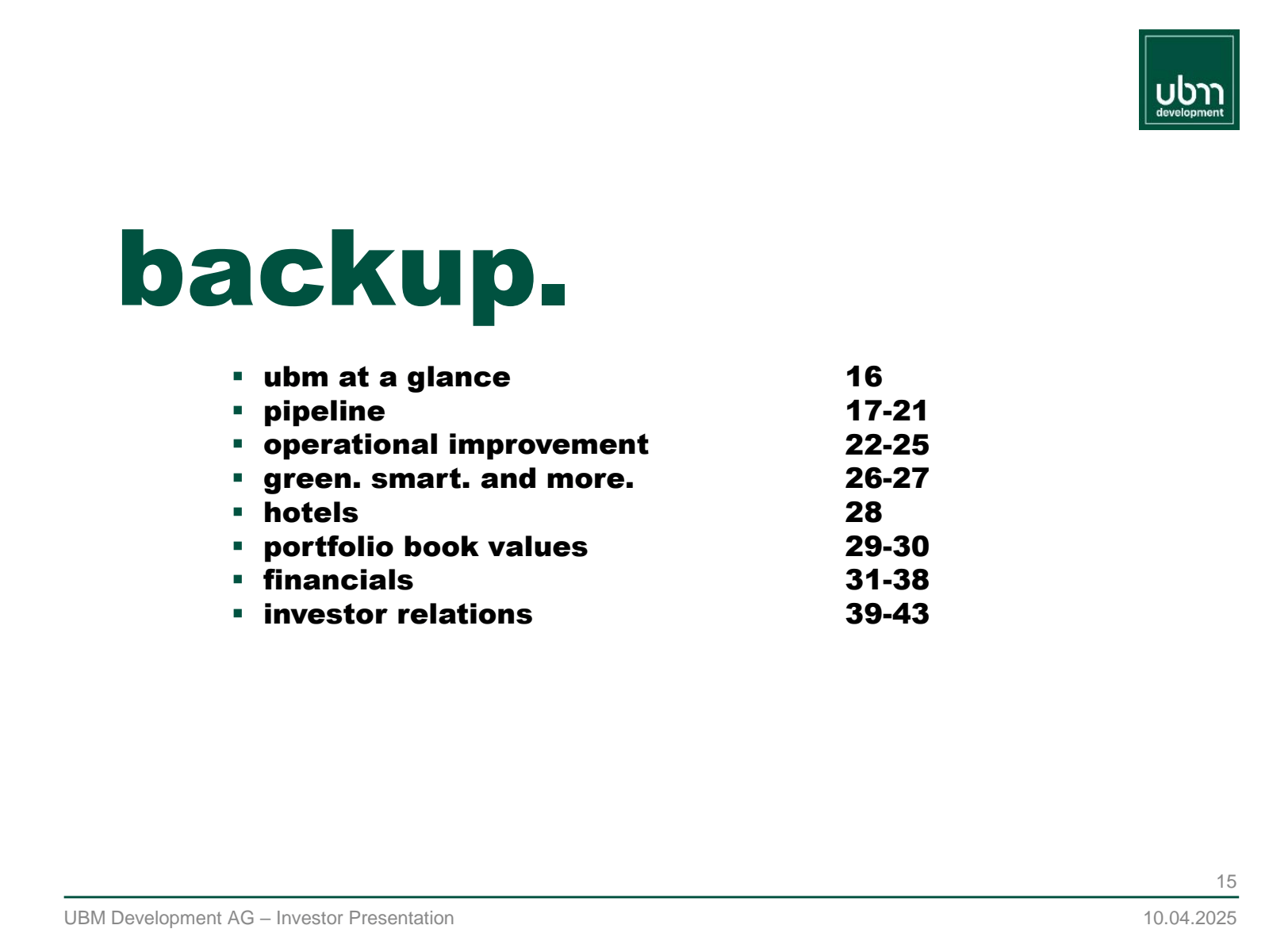 backup . 
▪ ubm at a