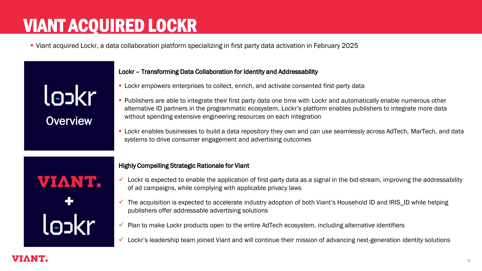 VIANT ACQUIRED LOCKR