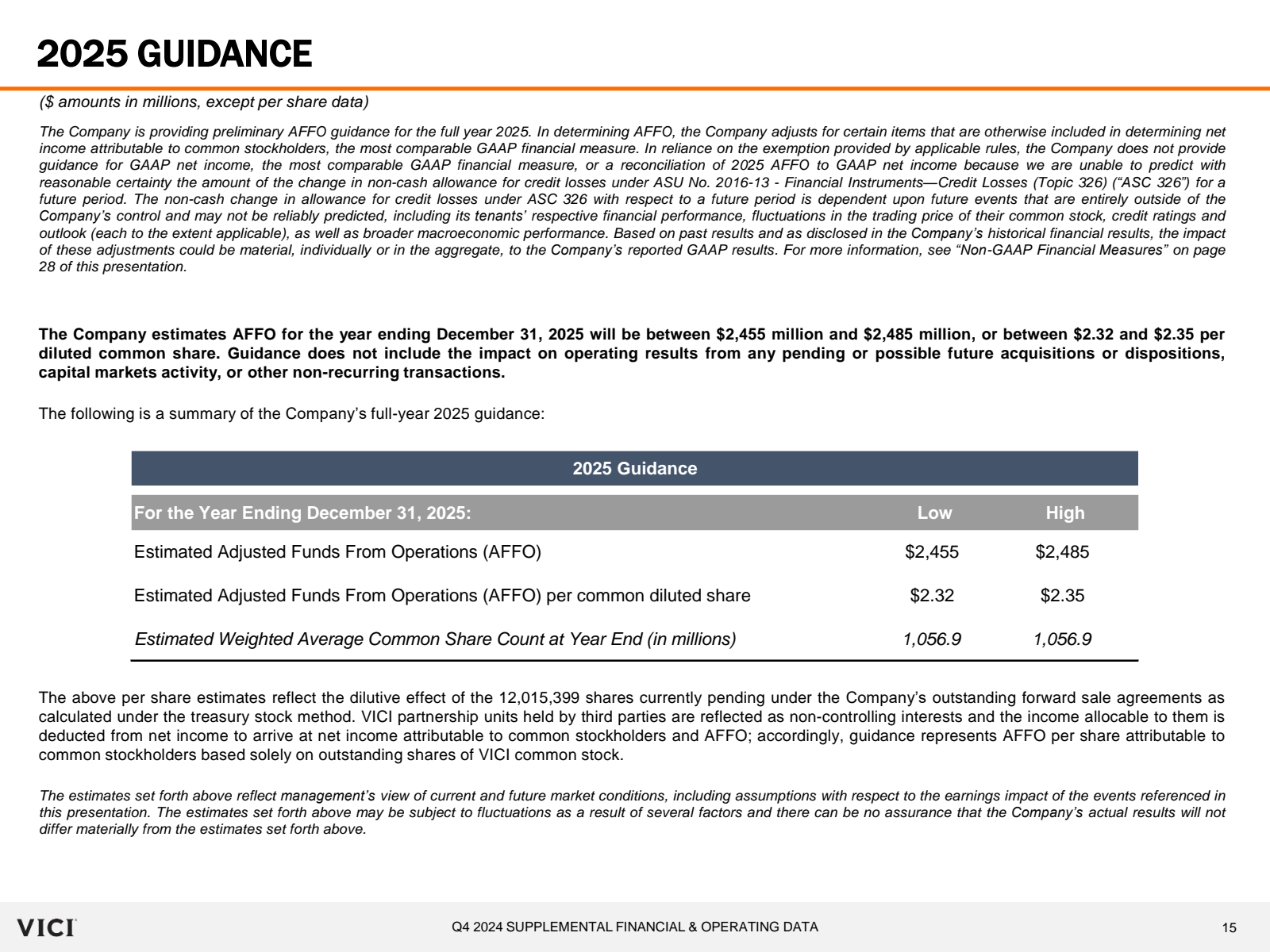 2025 GUIDANCE 

( $ 