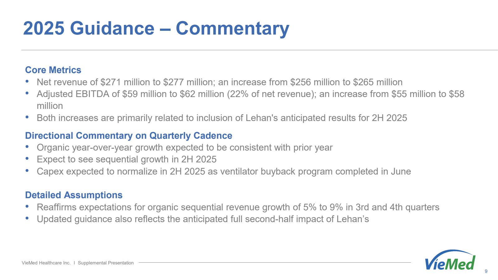 2025 Guidance - Comm