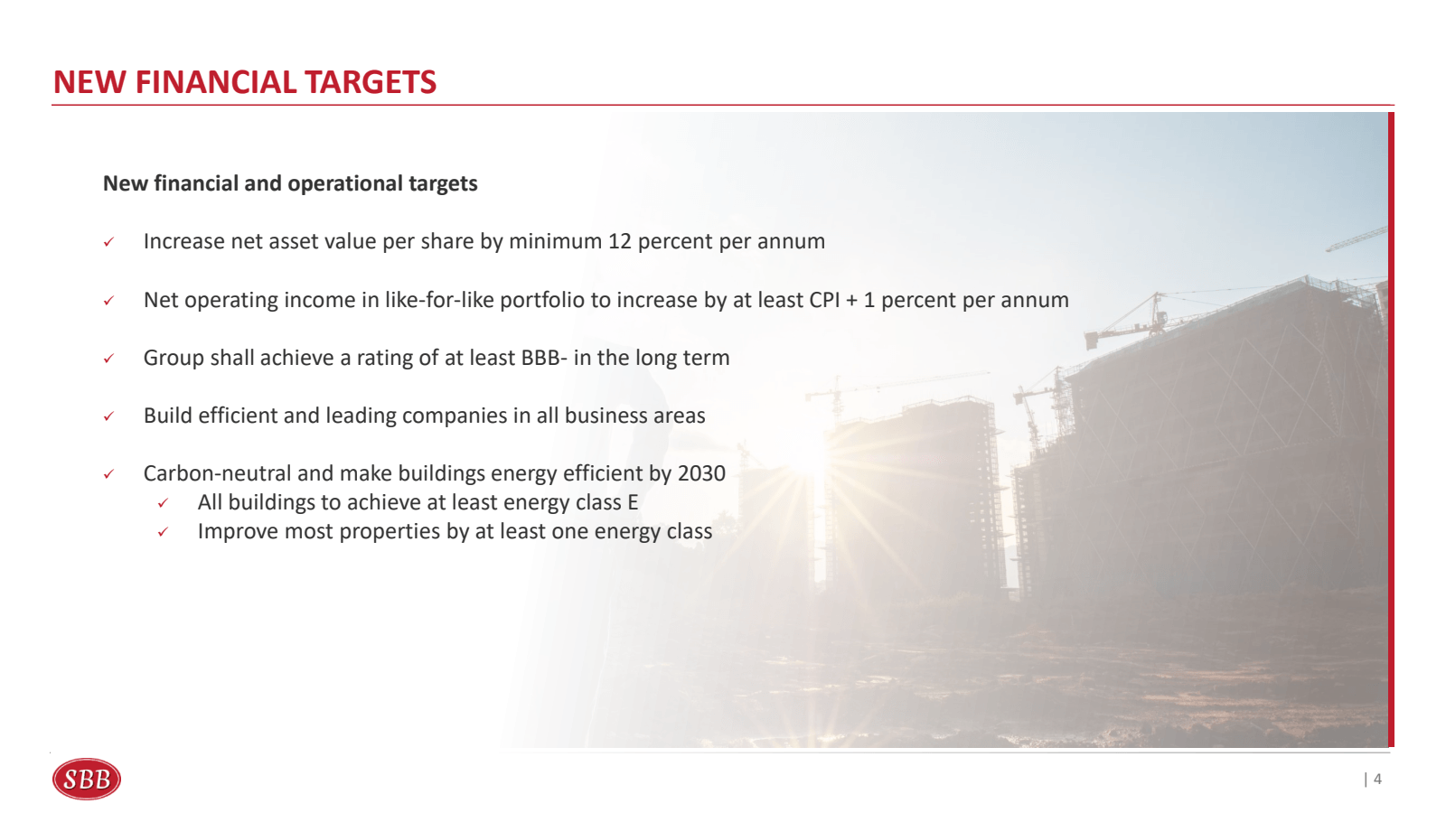 NEW FINANCIAL TARGET